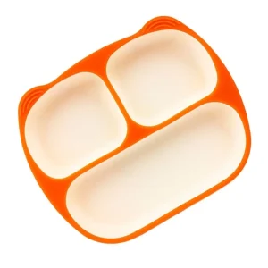 Durable Silicone Plates Tablewares For Kids With 3 Compartments And Suction