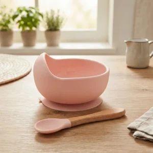 High Quality Spill-Proof Silicone Feeding Bowl Baby Dishes Kid Dinner Spoon Food