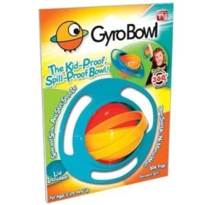 Gyro Snack Bowl-360 Degree Rotate-Spill-Proof Bowl with Lid-Plastic-New In Pkg.